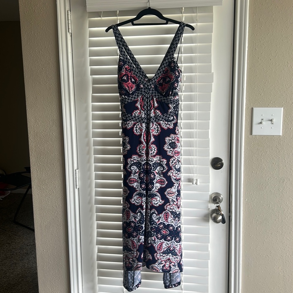 Inc Navy blue, White, Peach MIDI sundress